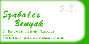 szabolcs benyak business card